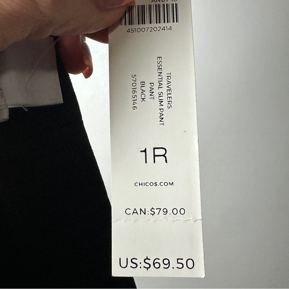 Chico’s Travelers Black Essential Slim Pants Size 1R - Picture 6 of 7